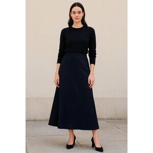 Liz Claiborne LizSport Diagonal Pinstripe Maxi Skirt Size 14